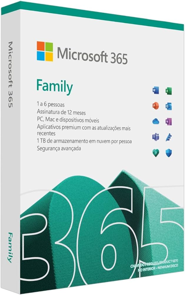 Microsoft 365 Family | Office 365 apps | 1TB na nuvem por usuário | até 6 usuários | assinatura anual